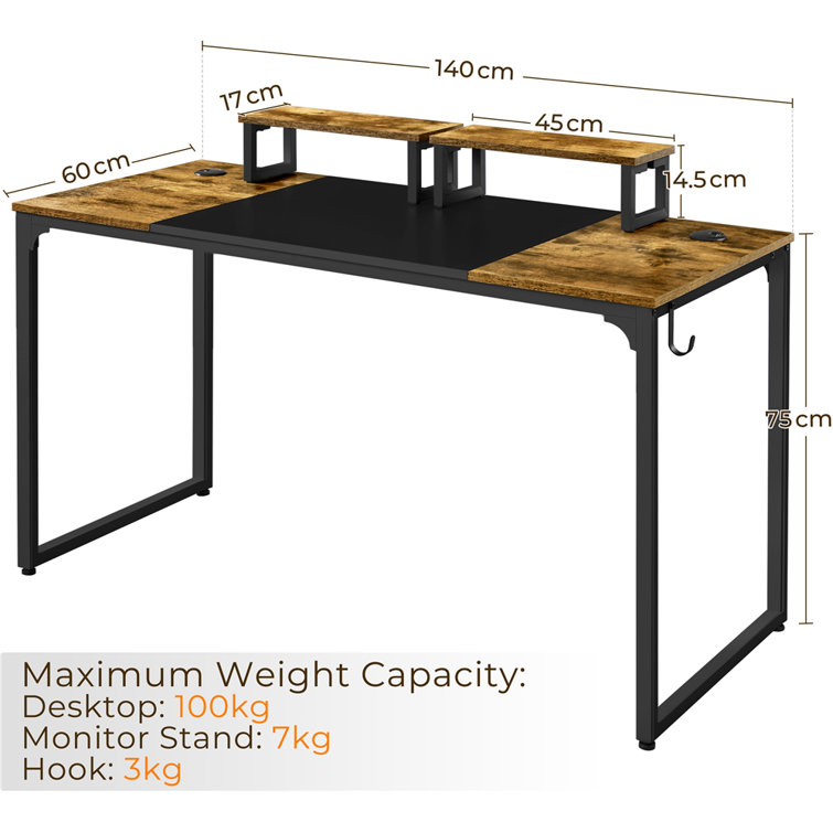 Large Computer Desk Office Work Desk with Movable Monitor Stand